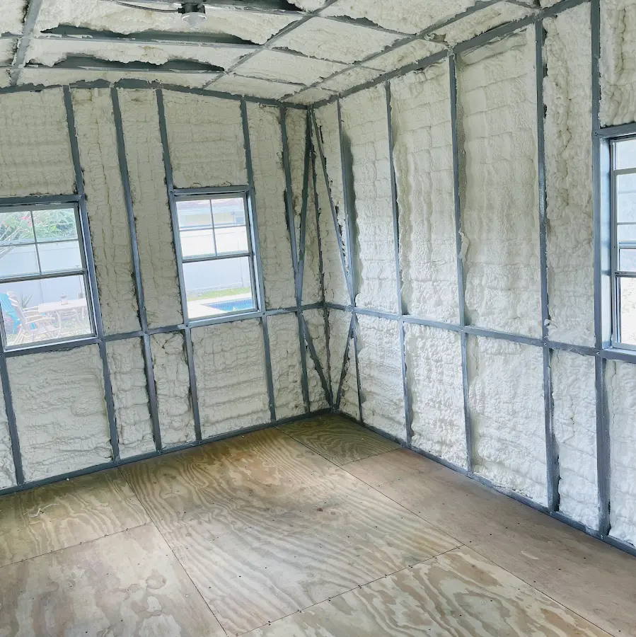 Closed-cell spray foam insulation applied to wall cavities in a residential project in West Valley City